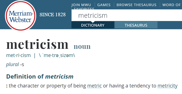 Metricism definition image
